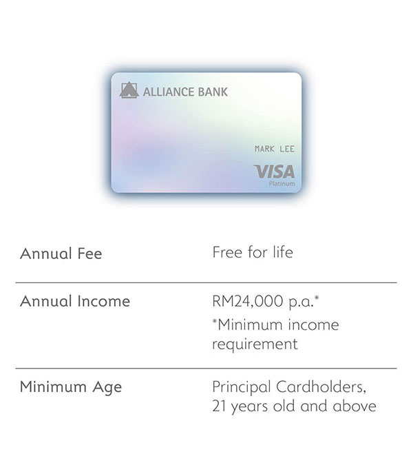 Alliance Bank Visa Platinum Credit Car, free for life annual fee