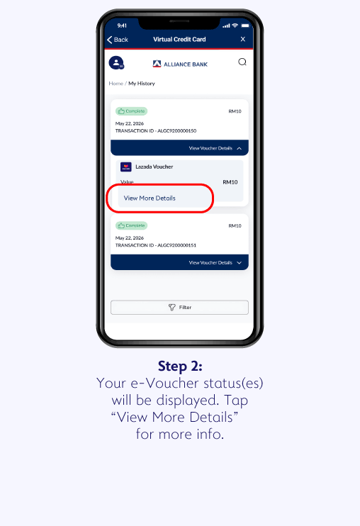 How to view details and status of e-Voucher - Step 2