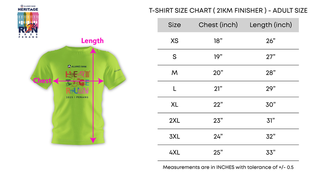 T-shirt size chart