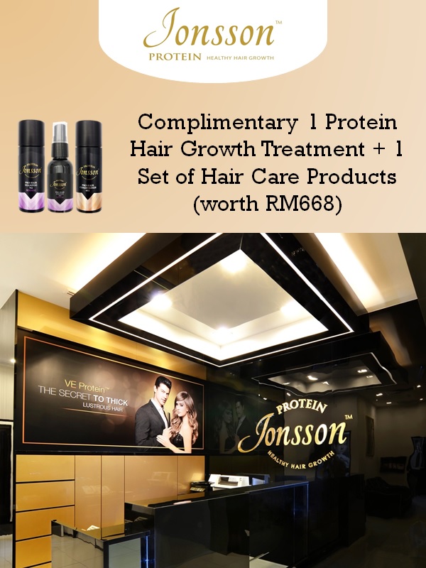 Complimentary Protein Hair Growth treatment & a set of Hair Care products at Jonsson Protein with Alliance Bank Credit Cards