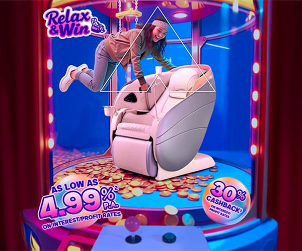Apply for Alliance Personal Loan/ Financing and stand a chance to win premium massage chairs and exciting cashback rewards