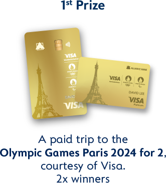 1st Prize - A paid trip to the Olympic Games Paris 2024 for 2, courtesy of Visa