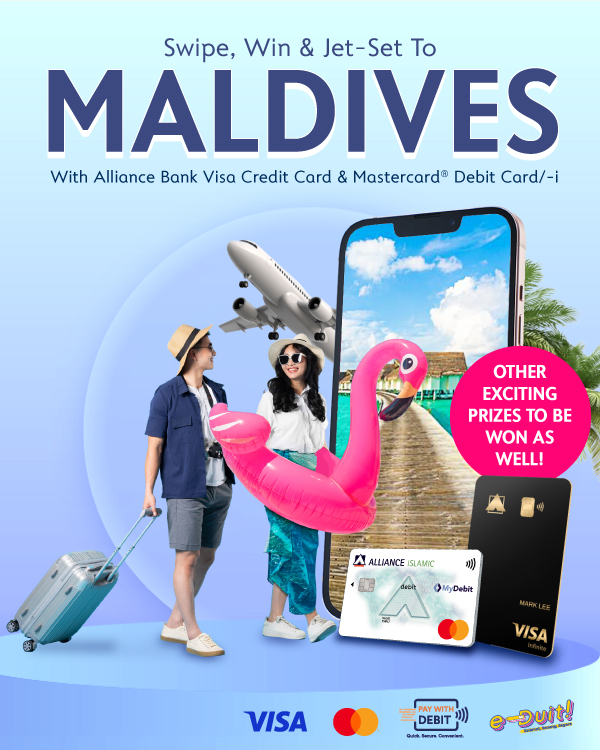 Swipe, Win & Jet-Set To Maldives with Alliance Bank Visa Credit Card & Mastercard® Debit Card/-i