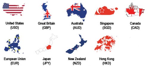 Alliance XChange Account offers you up to 9 foreign currencies such as USD,GBP,AUD,SGD,CAD,EUR,
JPY,NZD and KHD.
