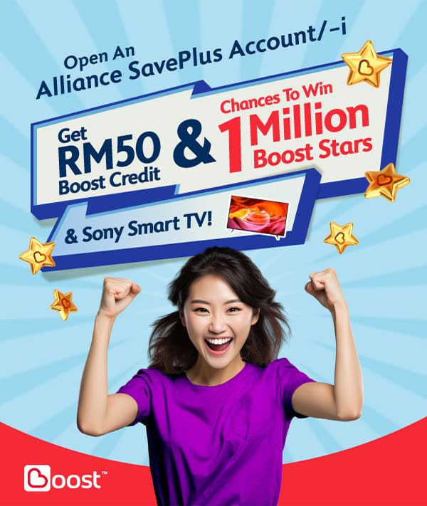 Get RM50 Boost Credit & Chances to Win 1 Million Boost Starsonth e-Fixed Deposit (e-FD)