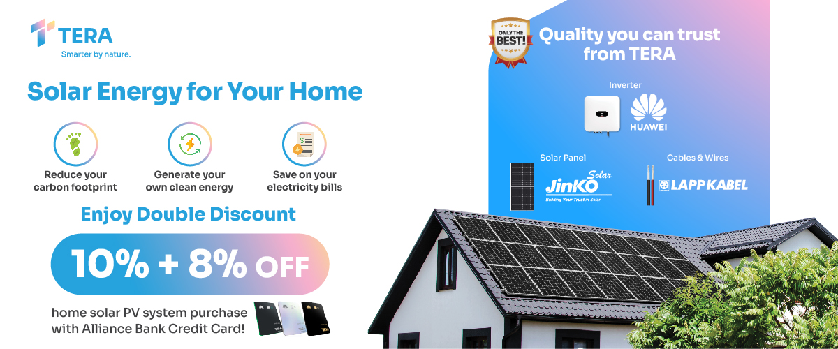 Enjoy an exclusive 18% discount when you purchase a home solar PV system from TERAVA with your Alliance Bank Credit Card!