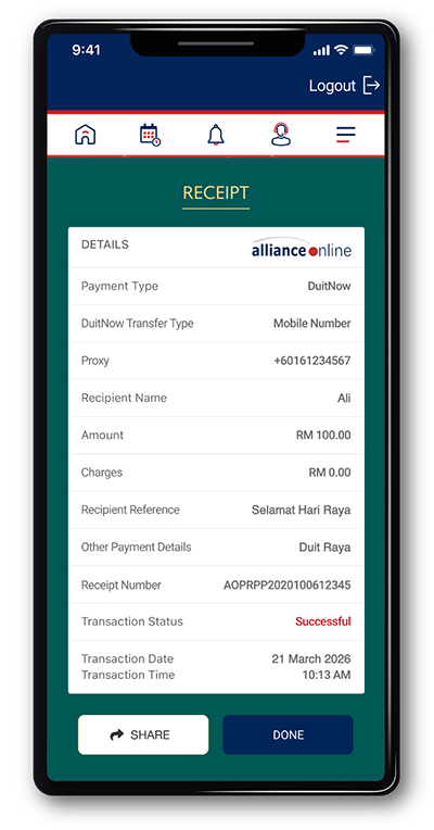 Send eDuit Raya - Step 3