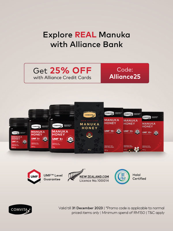 Get 25% OFF Manuka Honey with minimum spend of RM150 at Comvita