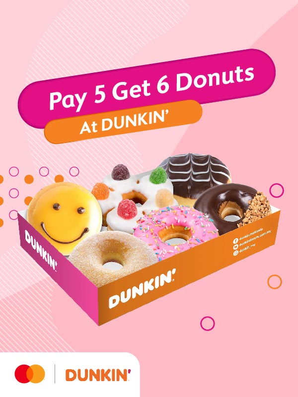 Pay 5 Get 6 Donuts at DUNKIN'