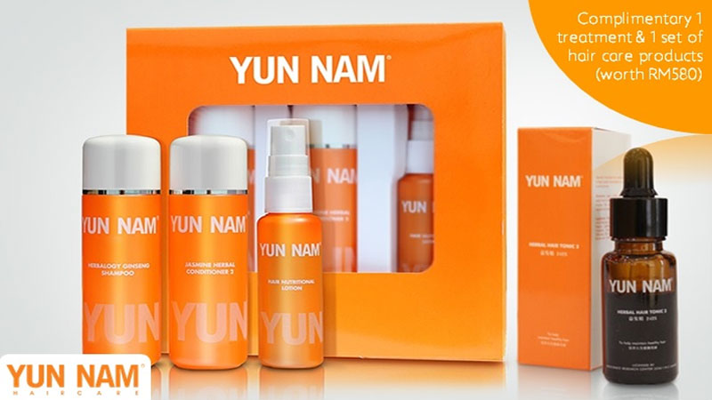 Complimentary 1 treatment & 1 set of hair care product at Yun Nam Hair Care (worth RM580)