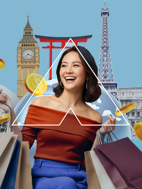 Get RM500 cashback* with minimum spend of RM5,000 equivalent in foreign currency