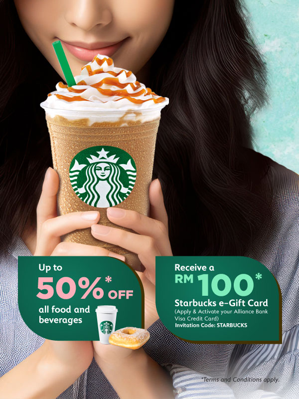 Sip more for less with up to 50% OFF* on F&B at Starbucks 