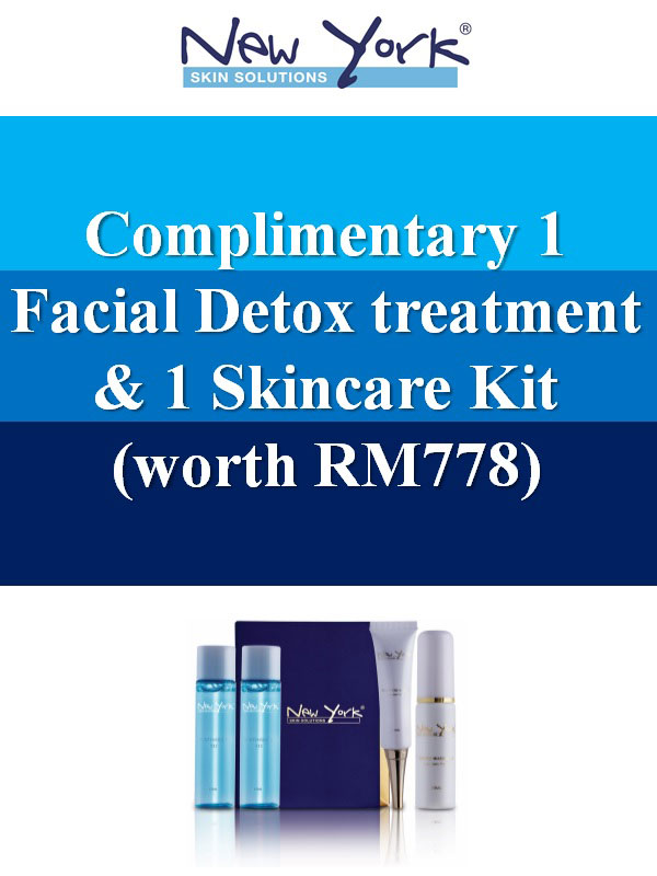 Complimentary 1 facial treatment & 1 set of skincare kit at New York Skin Solutions (worth RM778)