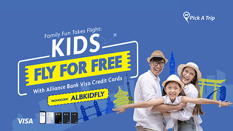 Family Fun Takes Flight: Kids Fly For Free with Alliance Bank Visa Credit Cards.