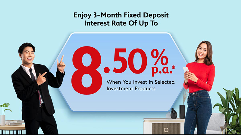 Enjoy 3-month FD interest rate at 7.25% p.a. when you invest in selected Conventional Unit Trust products.